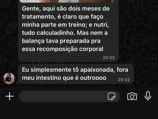 Print de depoimento no grupo do Projeto Corpo dos Sonhos