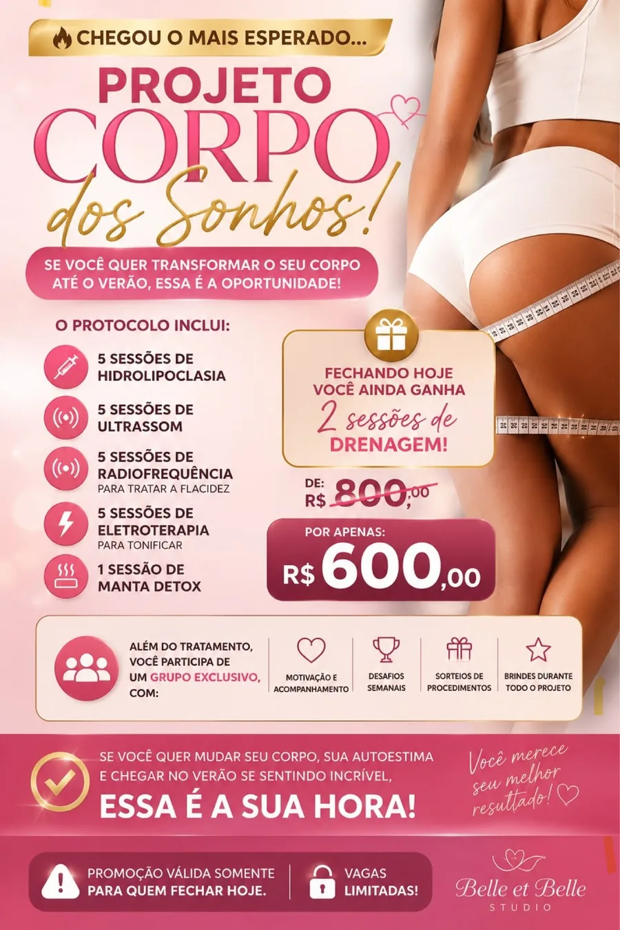 Projeto Corpo dos Sonhos 2026 — promoção do Belle et Belle by Patrícia Almeida